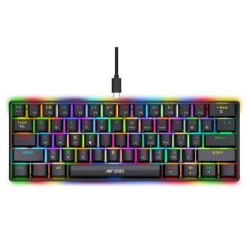 Ant Esports MK1300 V2 Mini Wired Mechanical Gaming Keyboard 61 Keys RGB Black