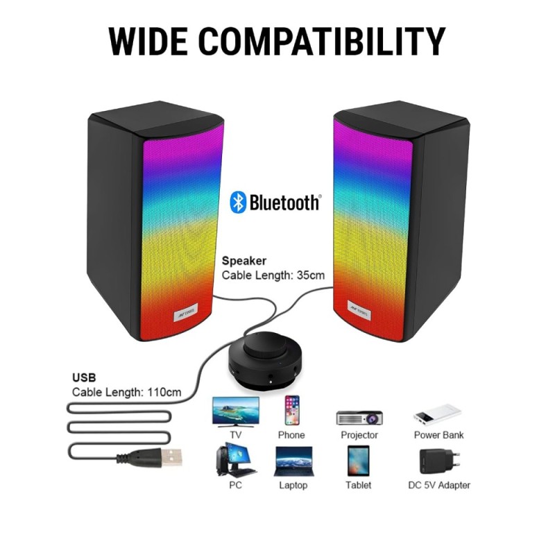 Ant Esports Multimedia Speakers GS510 2.0 Channel Bluetooth USB Black