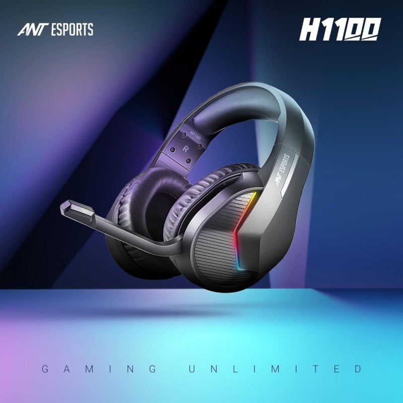 Ant Esports Wired Over Ear Gaming Headphones H1100 Pro 50MM Drivers, Comfortable Design, Black