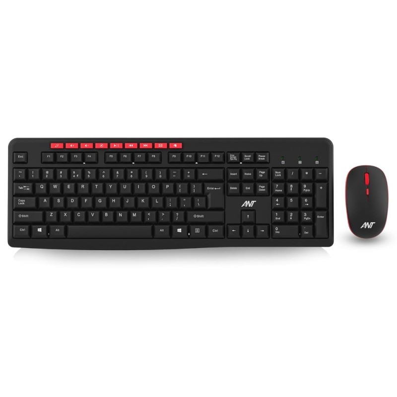 Ant Esports Wireless Keyboard and Mouse Combo WK200 2.4 GHz Spill-Resistant Black