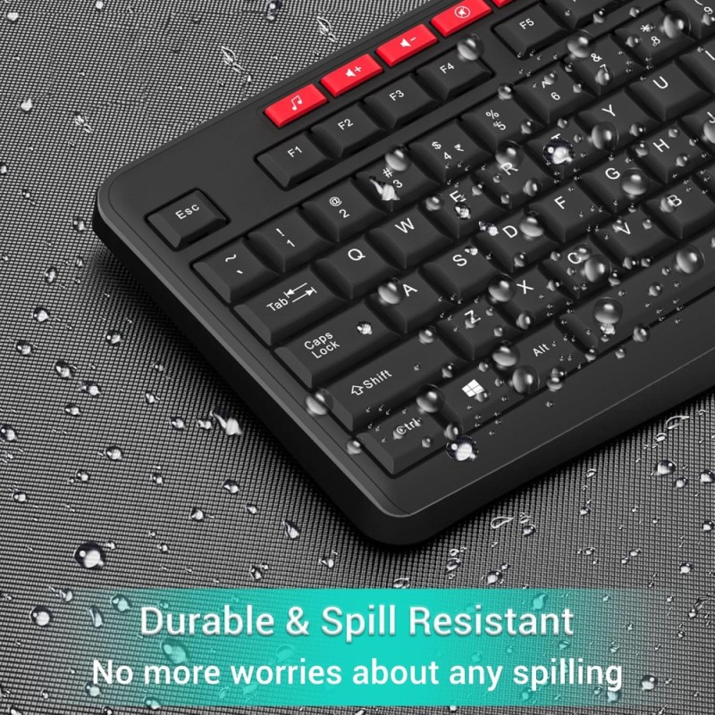 Ant Esports Wireless Keyboard and Mouse Combo WK200 2.4 GHz Spill-Resistant Black