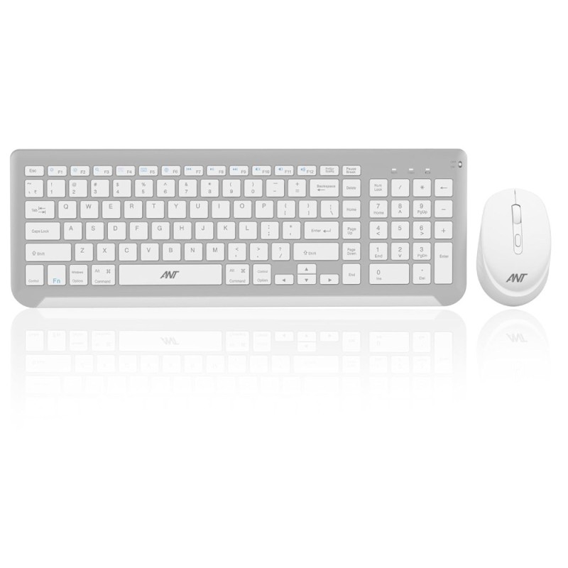 Ant Esports Wireless Keyboard and Mouse Combo WK250 105 Keys, 12 Multimedia Keys, Up to 1600 DPI White