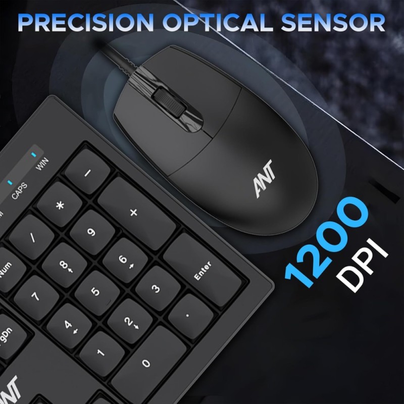 Ant Wired Keyboard and Mouse Combo MASTER10 104 Keys Black