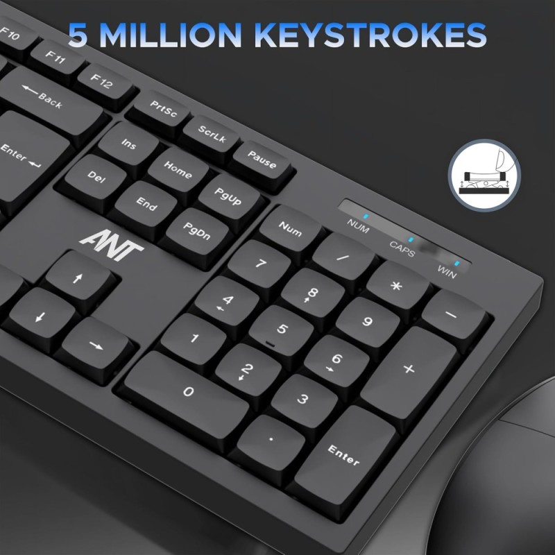 Ant Wired Keyboard and Mouse Combo MASTER10 104 Keys Black