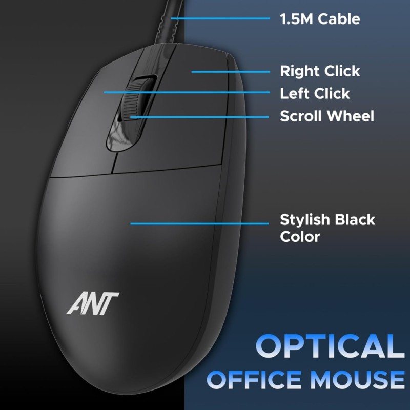 Ant Wired Keyboard and Mouse Combo MASTER10 104 Keys Black
