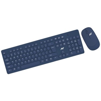 Ant Wireless Keyboard and Mouse Combo Full-Sized QWERTY Blue