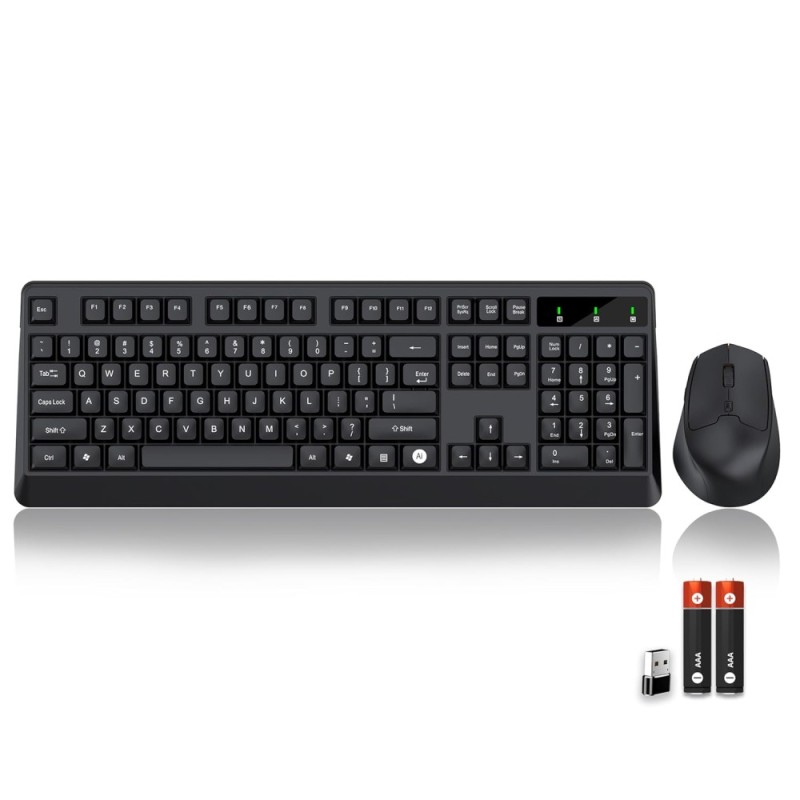 Ant Wireless Keyboard and Mouse Combo Master 35 2.4GHz Full Size 104 Keys AI Shortcut Key Black