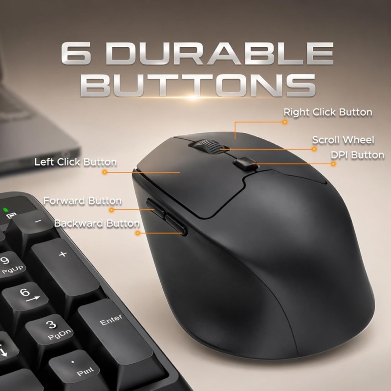 Ant Wireless Keyboard and Mouse Combo Master 35 2.4GHz Full Size 104 Keys AI Shortcut Key Black