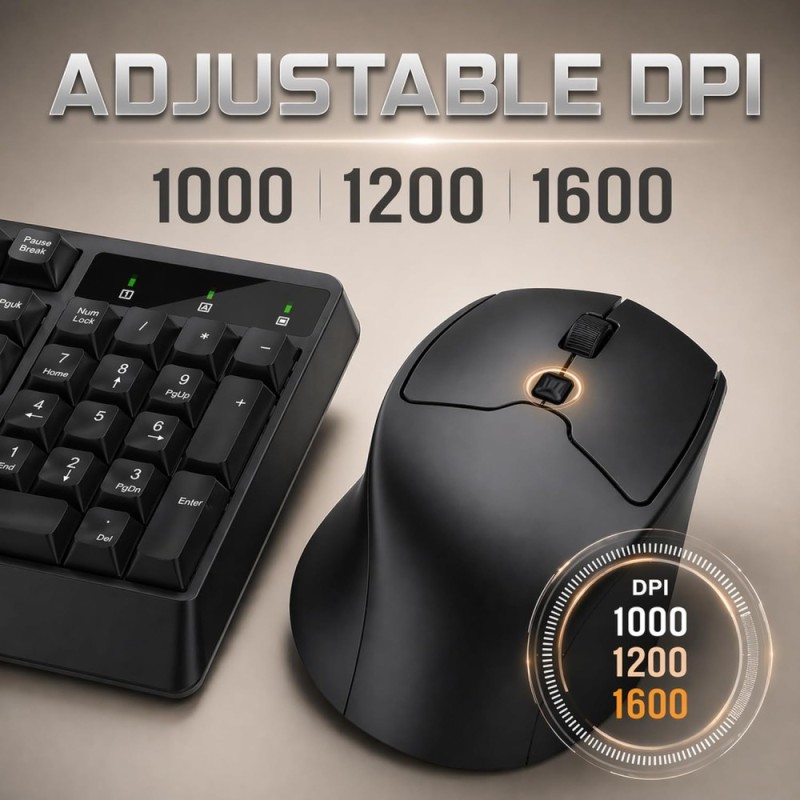 Ant Wireless Keyboard and Mouse Combo Master 35 2.4GHz Full Size 104 Keys AI Shortcut Key Black