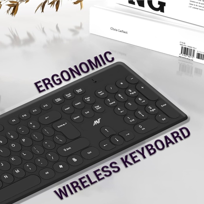 Ant Wireless Keyboard and Mouse FKBRI05 104 Keys Black