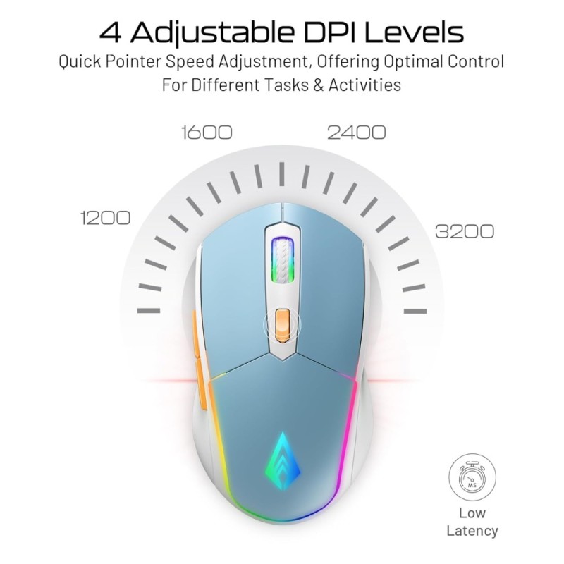 Archer Tech Lab Wireless Gaming Mouse RECURVE 700 Tri-Mode Bluetooth RGB Sky Blue