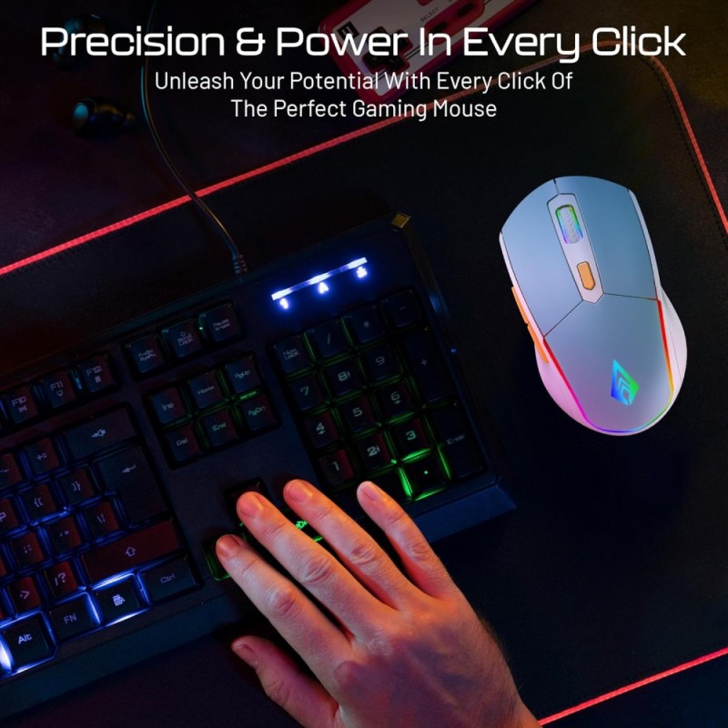 Archer Tech Lab Wireless Gaming Mouse RECURVE 700 Tri-Mode Bluetooth RGB Sky Blue