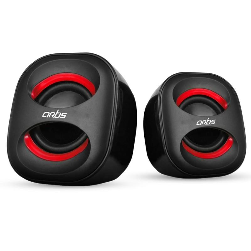 Artis Mini USB Multimedia Speakers ARTIS MINI USB SPEAKER RED 6W RMS Black