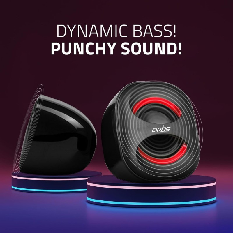 Artis Mini USB Multimedia Speakers ARTIS MINI USB SPEAKER RED 6W RMS Black