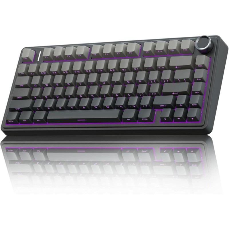 AULA Mechanical Gaming Keyboard F75 Wireless RGB Backlit 75% Layout Side-Engraved Keycaps Gradient-Gray