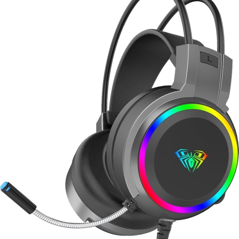 AULA S608 Gaming Headset | 50mm Drivers | RGB Lighting | Black