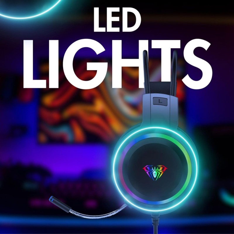 AULA S608 Gaming Headset | 50mm Drivers | RGB Lighting | Black