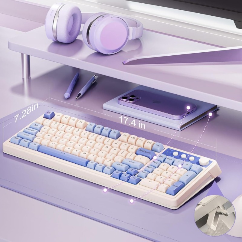 AULA S99 Silicon Membrane Keyboard 3 in 1 Bluetooth/USB-C Purple