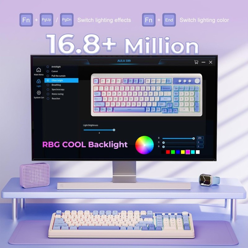 AULA S99 Silicon Membrane Keyboard 3 in 1 Bluetooth/USB-C Purple