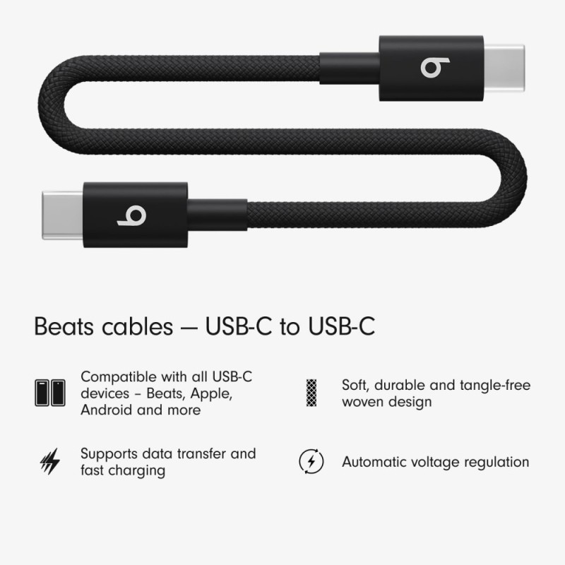 Beats USB-C to USB-C Cable MEQ94ZM/A Fast Charging 1.5m Bolt Black