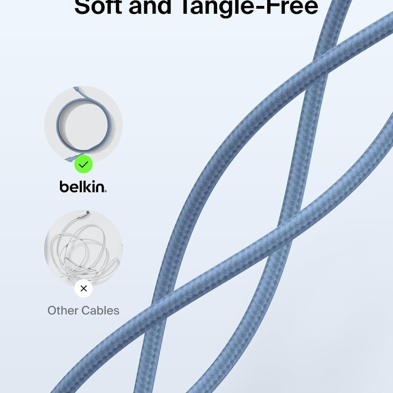 Belkin USB-C to USB-C Braided Nylon Cable 2M 60W Blue