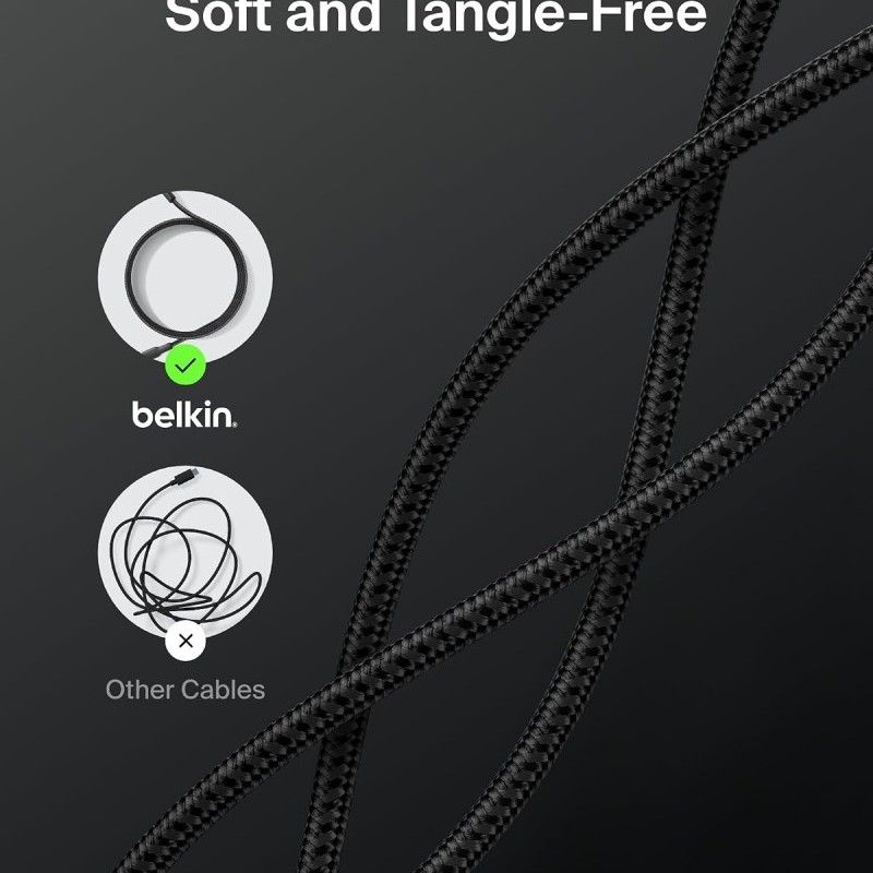 Belkin USB-C to USB-C Braided Nylon Cable CAB024fq1MBK 1M 60W Black