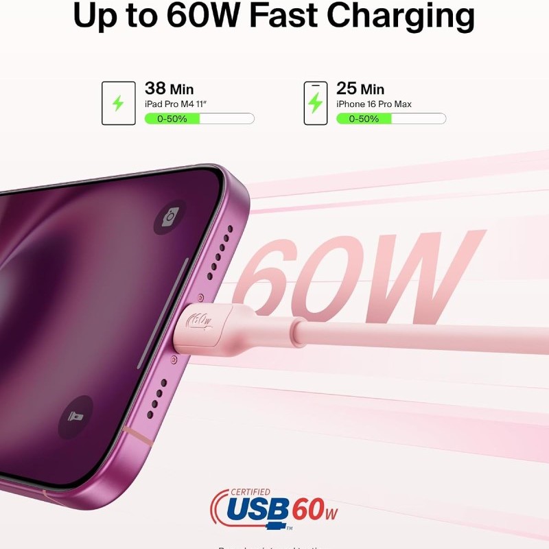 Belkin USB-C to USB-C Cable CAB023fq1MPK 1M, 60W, Pink