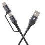 boAt Deuce 300 USB Cable 2 in 1 Type-C & Micro USB 3A Fast Charging Mercurial Black