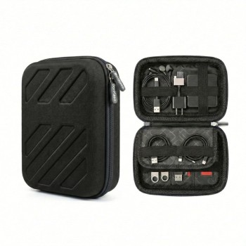 BonKaso Electronics Organizer Travel Case BK-3D_ORGNR-BLK EVA Hard Shell Compact Pouch Black