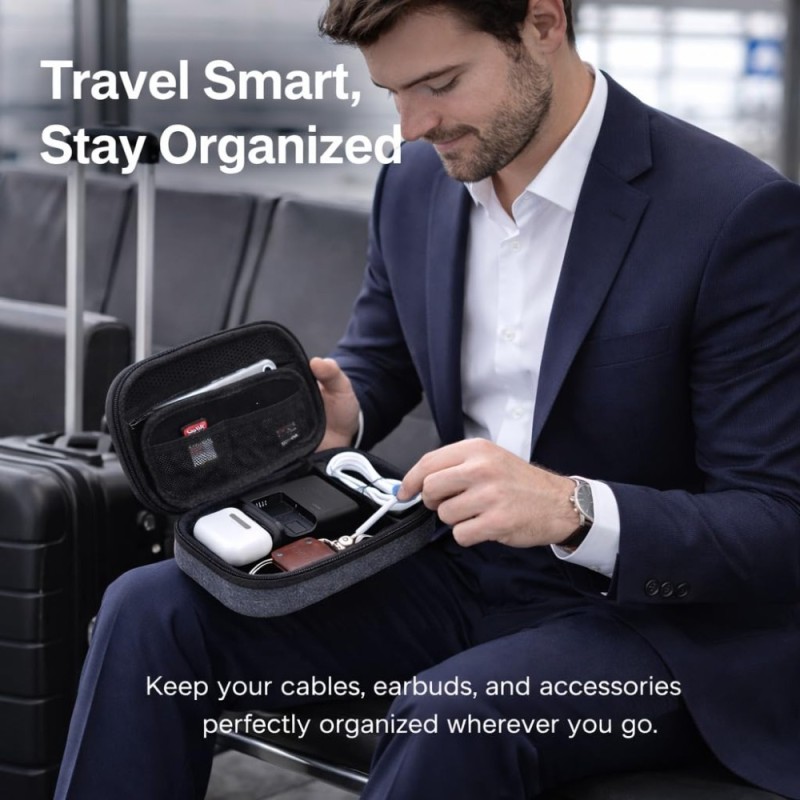 BonKaso Tech Organizer Pouch BK-GRYORGANIZER Hard Shell Grey