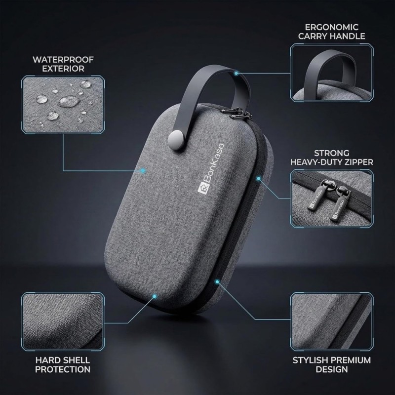 BonKaso Tech Organizer Pouch BK-GRYORGANIZER Hard Shell Grey