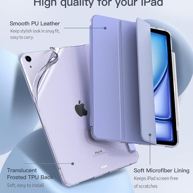 Boxome Tablet Case Cover BXIPP61290452T for iPad Pro 12.9 inch 3rd/4th/5th/6th Gen Trifold Stand Lavender