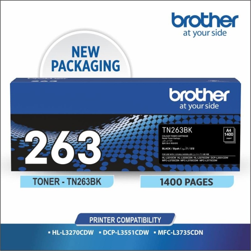 Brother Toner Cartridge TN-263BK 1400 Pages Yield Grey