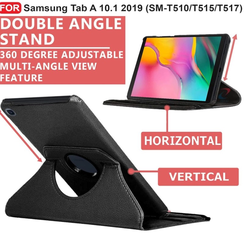 CEDO Flip Cover for Samsung Galaxy Tab A SM-T510/T515 Black Leather Finish