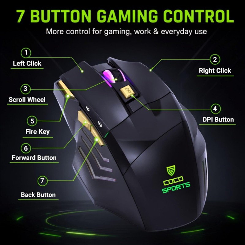 Coconut Gold+ Gaming Mouse 3200 DPI Ergonomic Wireless Gold