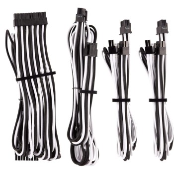 Corsair Component Premium Individually Sleeved DC Cable Starter Kit CP-8920220, 24-Pin, Flexible, White/Black