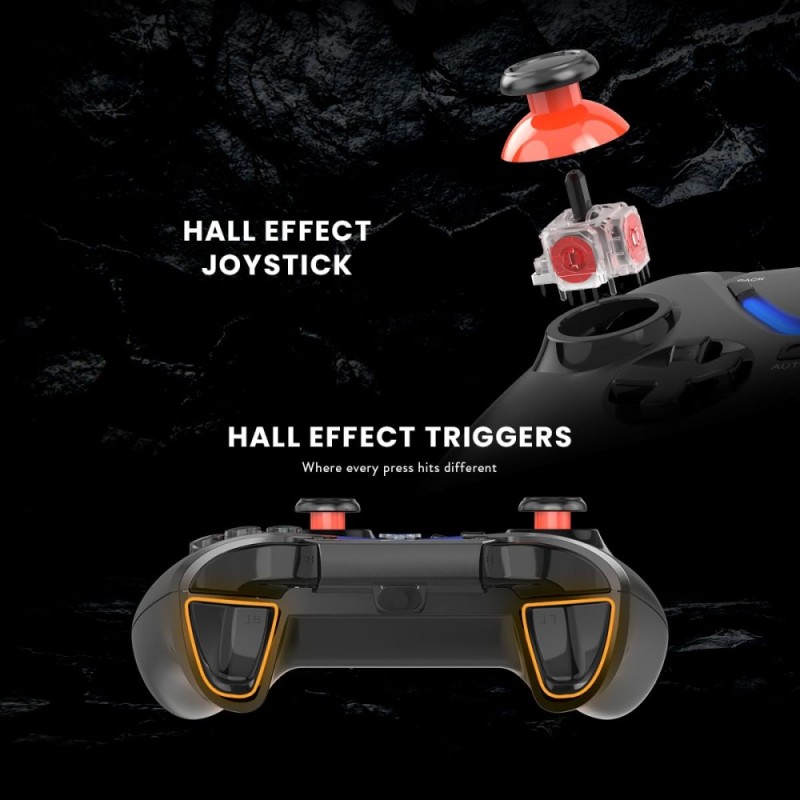 Cosmic Byte ARES Wired Controller for PC, Hall Effect Joystick, Vibration, Turbo, Black