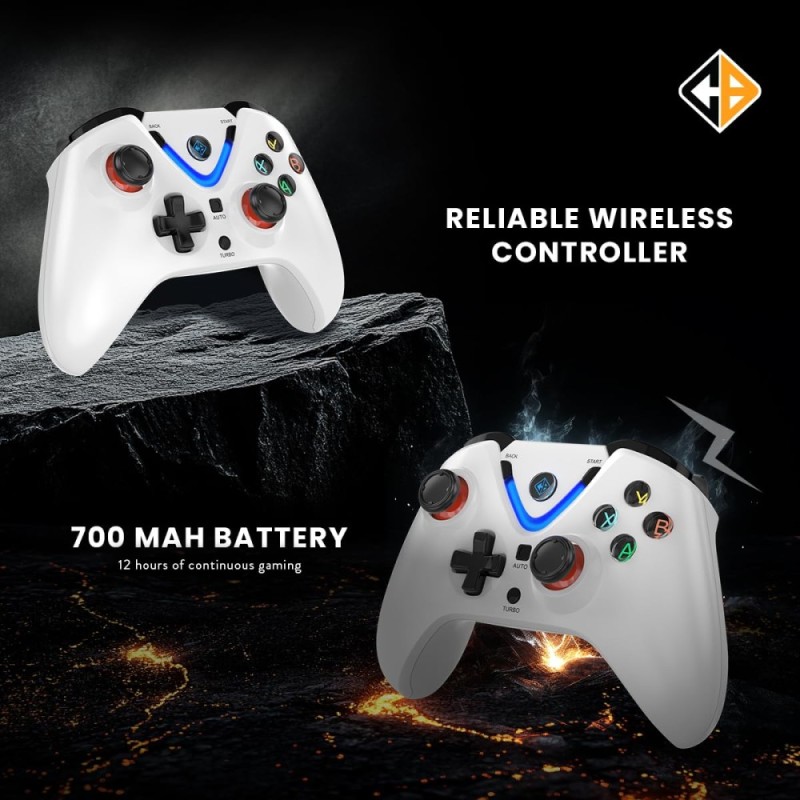 Cosmic Byte ARES Wireless Controller for PC, Hall Effect Joystick, Dual Vibration, White