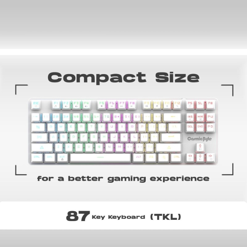 Cosmic Byte Firefly TKL Mechanical Gaming Keyboard Per-Key RGB Outemu Red Switches White