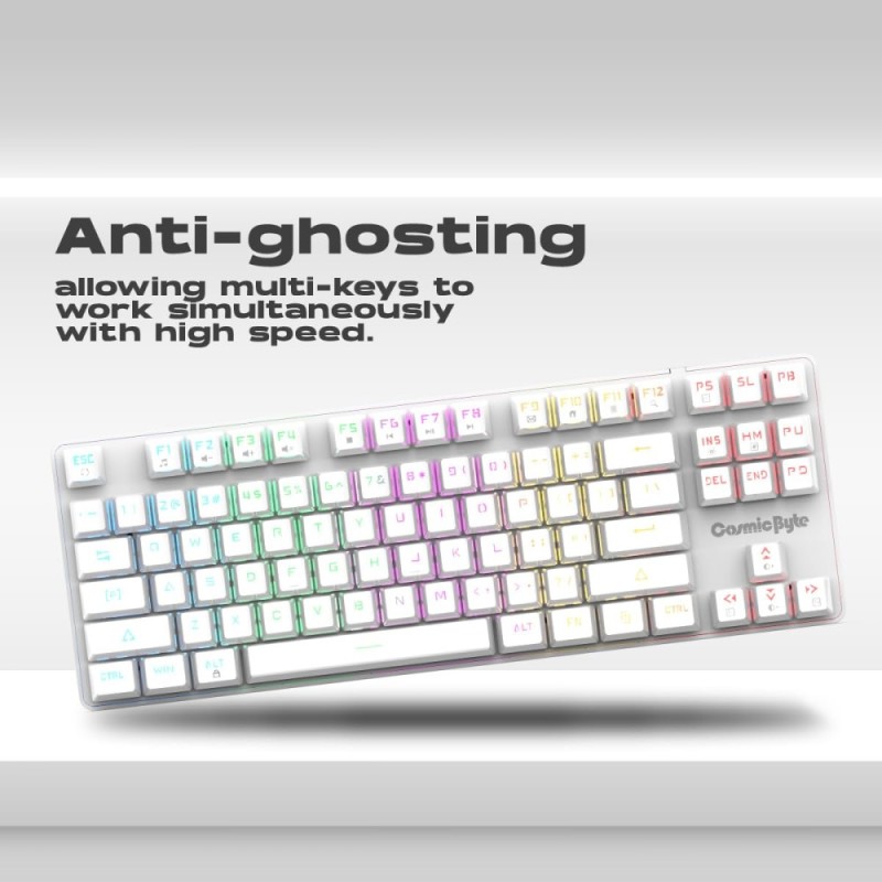 Cosmic Byte Firefly TKL Mechanical Gaming Keyboard Per-Key RGB Outemu Red Switches White