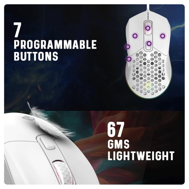 Cosmic Byte Gaming Mouse Firestorm 12400DPI Honeycomb Design White