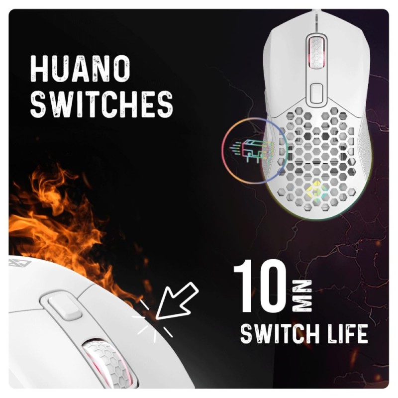 Cosmic Byte Gaming Mouse Firestorm 12400DPI Honeycomb Design White
