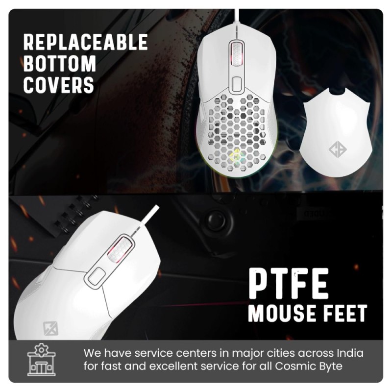 Cosmic Byte Gaming Mouse Firestorm 12400DPI Honeycomb Design White