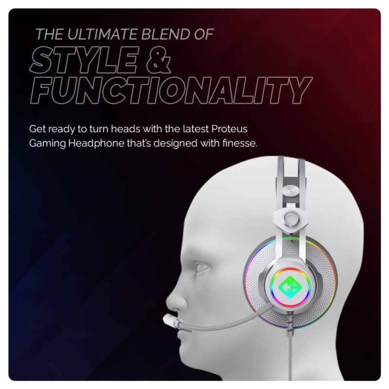 Cosmic Byte Headset Proteus 7.1 Surround Sound RGB LED White