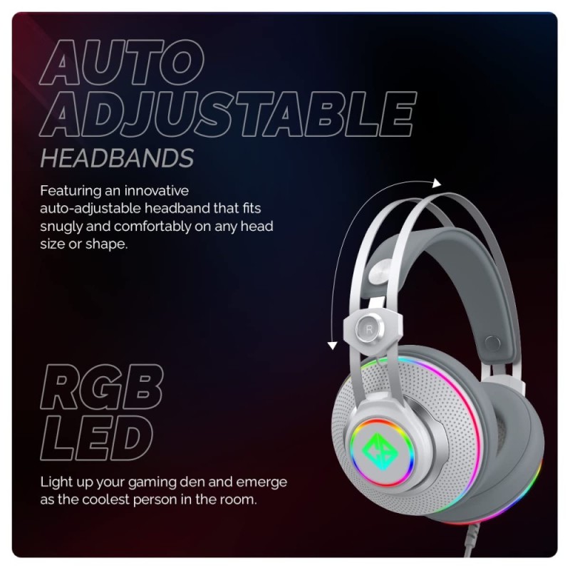Cosmic Byte Headset Proteus 7.1 Surround Sound RGB LED White