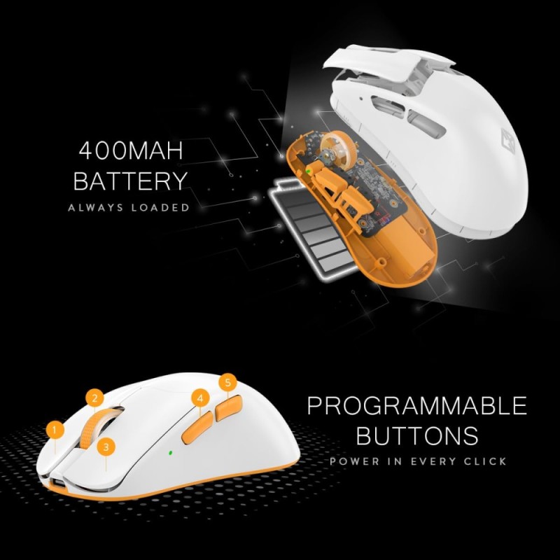 Cosmic Byte Ignis Wireless Tri-Mode Gaming Mouse 12,000 DPI White