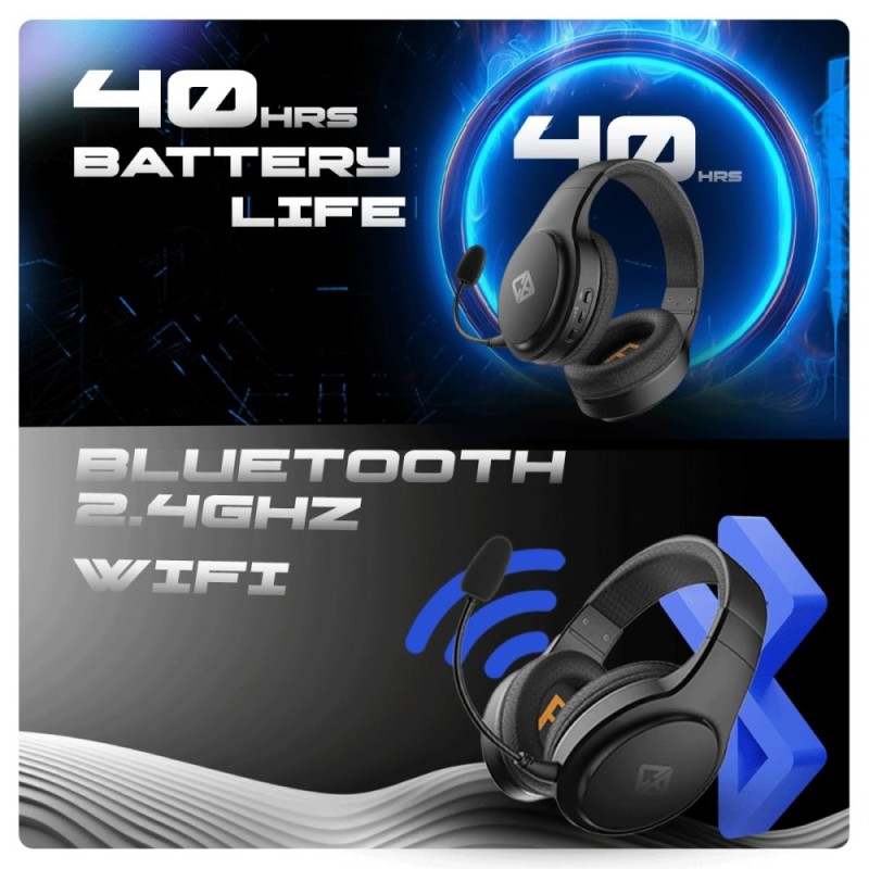 Cosmic Byte Inferno Wireless Bluetooth Wired Headphone 50mm Driver 40Hrs Battery Life Black