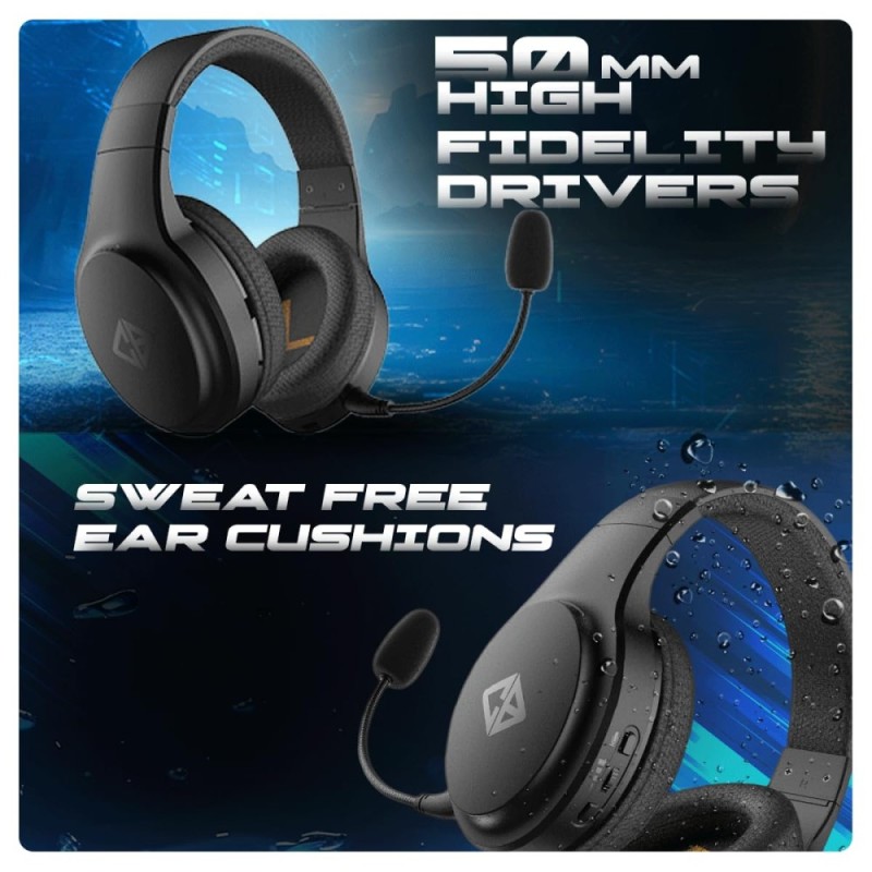 Cosmic Byte Inferno Wireless Bluetooth Wired Headphone 50mm Driver 40Hrs Battery Life Black
