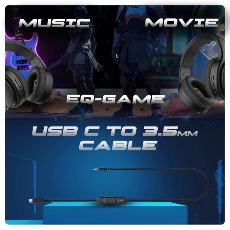 Cosmic Byte Inferno Wireless Bluetooth Wired Headphone 50mm Driver 40Hrs Battery Life Black