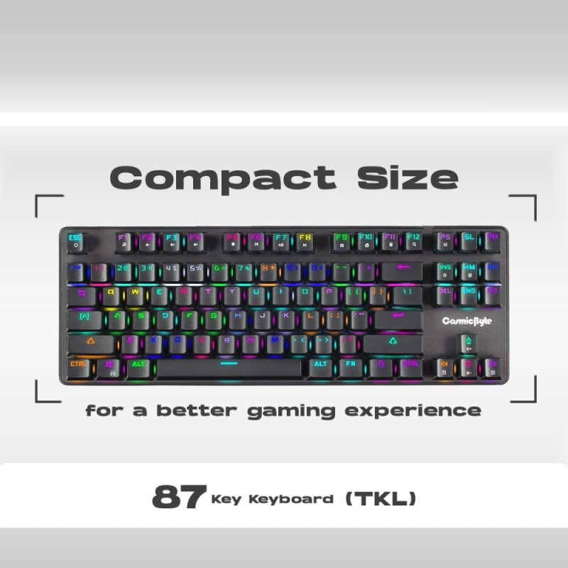 Cosmic Byte Mechanical Gaming Keyboard CB-GK-18 Firefly | TKL Design | Per-Key RGB | Detachable USB-C | Black